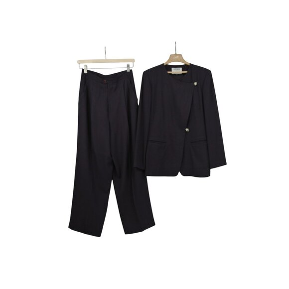 Kasper Plum Purple Brown Pant Suit Set Size 10 - Picture 1 of 12